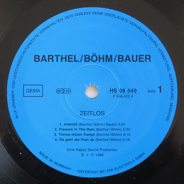 Wolfgang Barthel / Matthias Böhm / Reinhold Bauer - Zeitlos | Not On Label (HS 08549) - 3