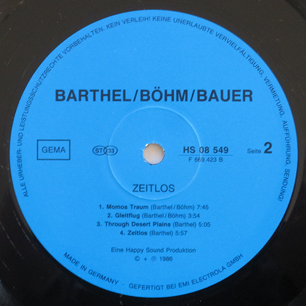 Wolfgang Barthel / Matthias Böhm / Reinhold Bauer - Zeitlos | Not On Label (HS 08549) - 4
