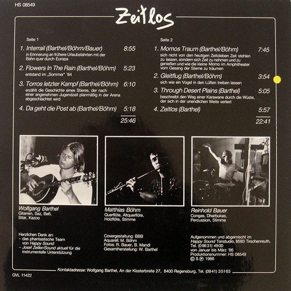 Wolfgang Barthel / Matthias Böhm / Reinhold Bauer - Zeitlos | Not On Label (HS 08549) - 2