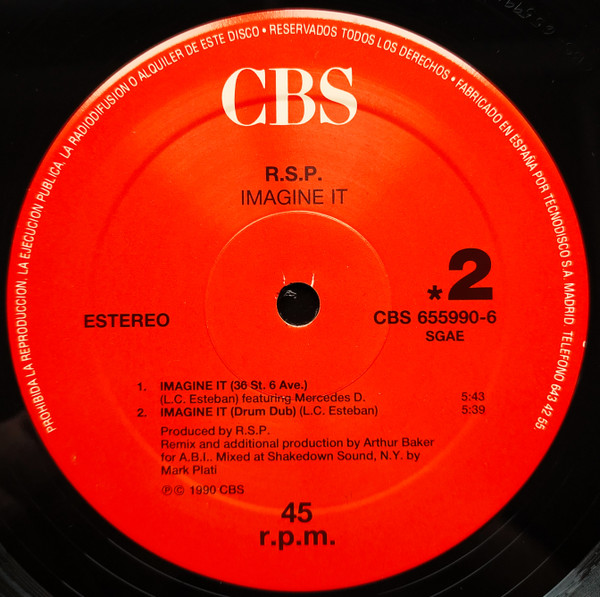 R.S.P. - Imagine It (Arthur Baker Remix) | CBS (CBS 655990-6) - 4