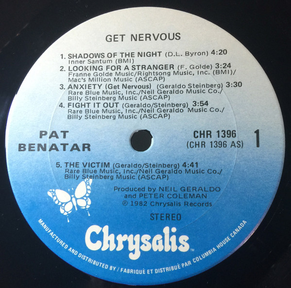 Pat Benatar - Get Nervous | Chrysalis (CHR 1396) - 3