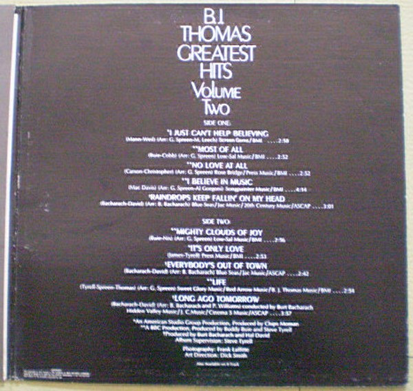 B.J. Thomas - Greatest Hits Volume Two [Vinyl] | Scepter Records (SPS 597) - 3