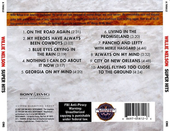 Willie Nelson - Super Hits | Sony BMG Music Entertainment (A 705812) - 2