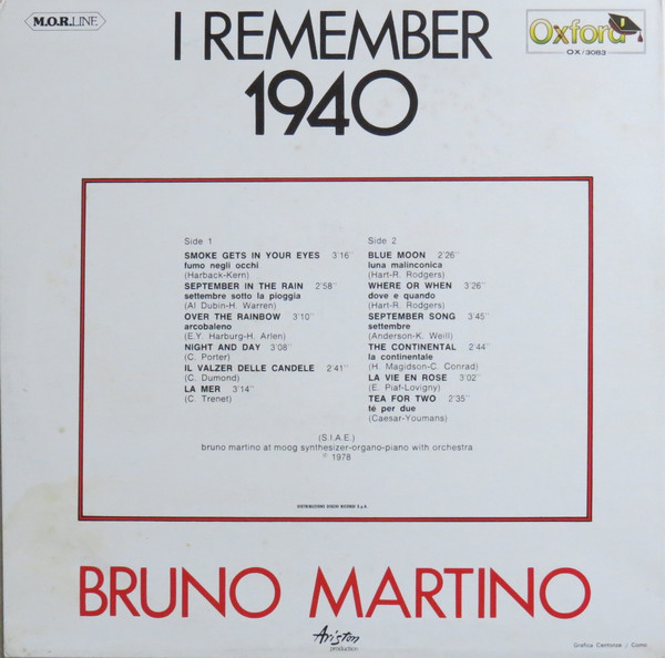 Bruno Martino - I Remember 1940 | Oxford (OX/3083)