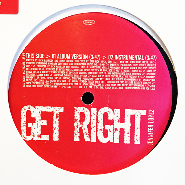 Jennifer Lopez - Get Right | Epic (EAS 51288) - 2