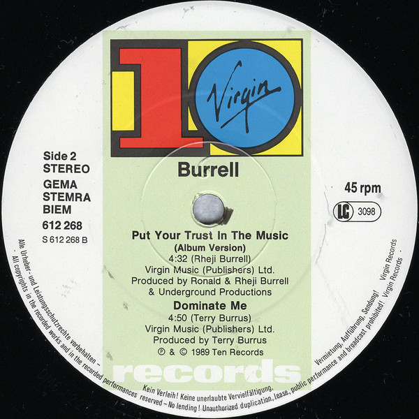 Burrell - Put Your Trust In The Music | 10 Records (612 268) - 4
