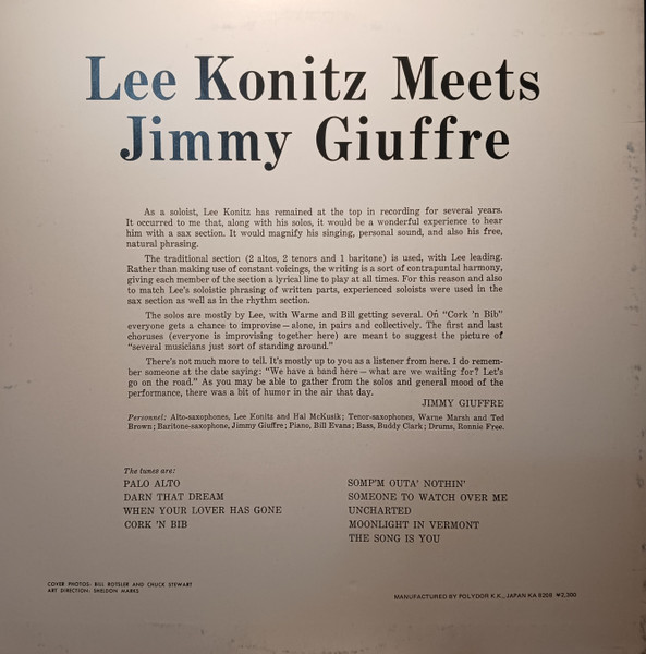 Lee Konitz , Jimmy Giuffre - Lee Konitz Meets Jimmy Giuffre | Verve Records (23MJ 3172) - 2