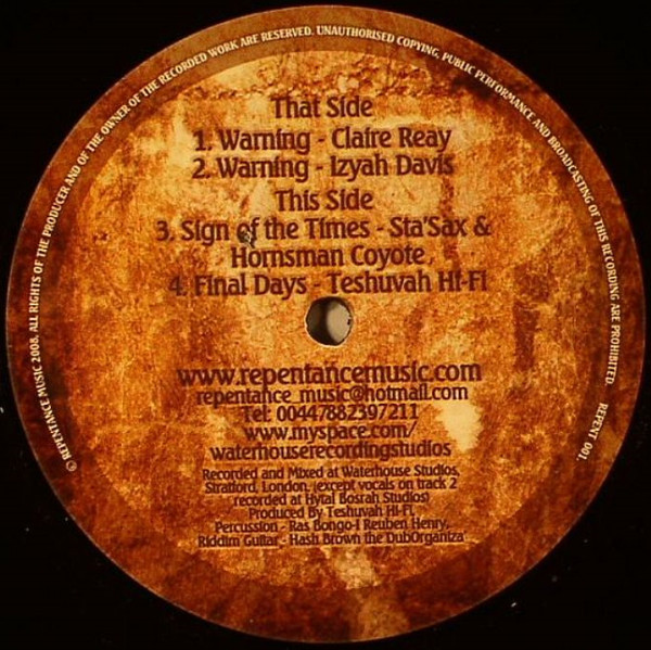Claire Reay / Izyah Davis / Sta'Sax / Hornsman Coyote / Teshuvah Hi-Fi - Warning | Repentance Music (Repent 001)
