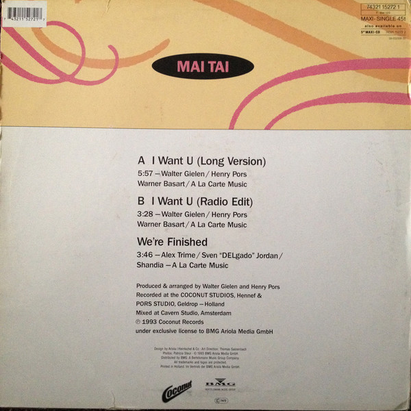 Mai Tai - I Want U | Coconut (74321 15272 1) - 2