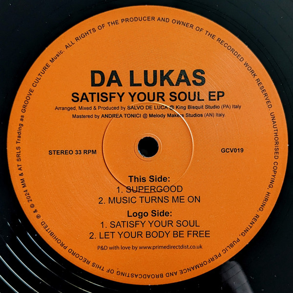 Da Lukas - Satisfy Your Soul EP | Groove Culture Music (GCV019) Da Lukas - Satisfy Your Soul EP | Groove Culture Music (GCV019)