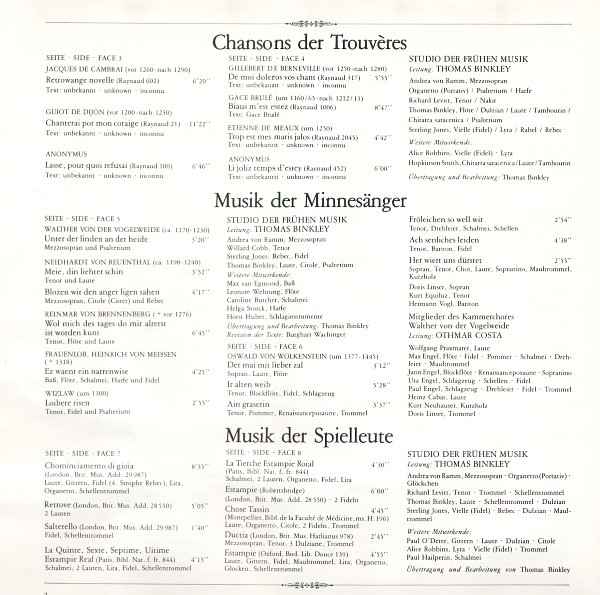 Studio Der Frühen Musik , Thomas Binkley , Kammerchor Walther Von Der Vogelweide , Othmar Costa - Musik Des Mittelalters = Middle Ages = Moyen Age (Troubadours • Trouvères • Minnesang • Spielleute) | Telefunken (6.35412 EX) - 3 Studio Der Frühen Musik , Thomas Binkley , Kammerchor Walther Von Der Vogelweide , Othmar Costa - Musik Des Mittelalters = Middle Ages = Moyen Age (Troubadours • Trouvères • Minnesang • Spielleute) | Telefunken (6.35412 EX) - 3