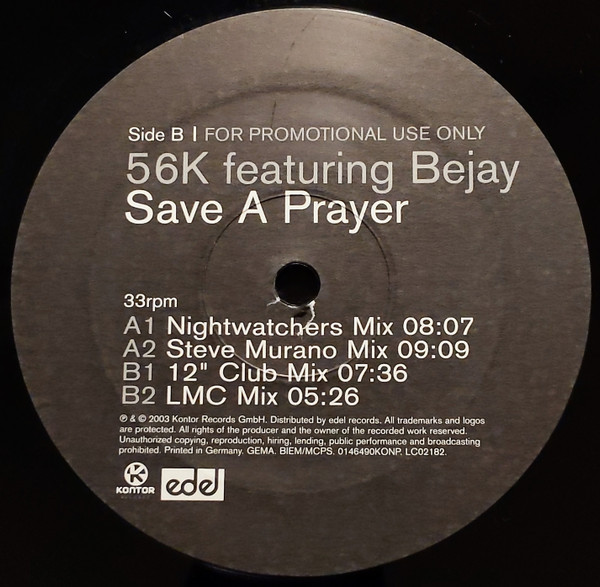 56K Featuring Bejay - Save A Prayer | Kontor Records (0146490KONP) - 3