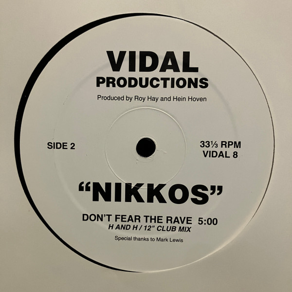 Nikkos - Don't Fear The Rave | Vidal Productions (VIDAL 8) - 2
