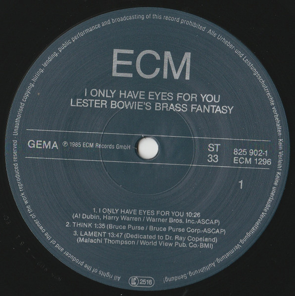 Lester Bowie's Brass Fantasy - I Only Have Eyes For You | ECM Records (ECM 1296)