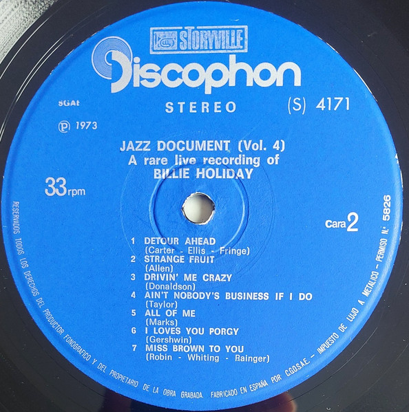 Billie Holiday - A Rare Live Recording | Discophon ((S) 4171) - 4 Billie Holiday - A Rare Live Recording | Discophon ((S) 4171) - 4
