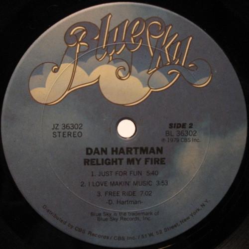 Dan Hartman - Relight My Fire | Blue Sky (JZ 36302) - 4