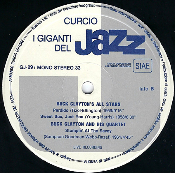 Mezz Mezzrow / Buck Clayton / Pee Wee Russell / Bud Freeman - I Giganti Del Jazz Vol. 29 | Curcio (GJ-29) - 4