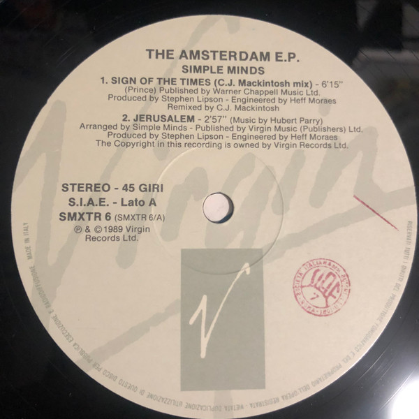 Simple Minds - The Amsterdam EP | Virgin (SMXTR 6) - 3