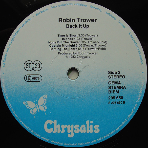 Robin Trower - Back It Up | Chrysalis (205 650 - 320) - 4