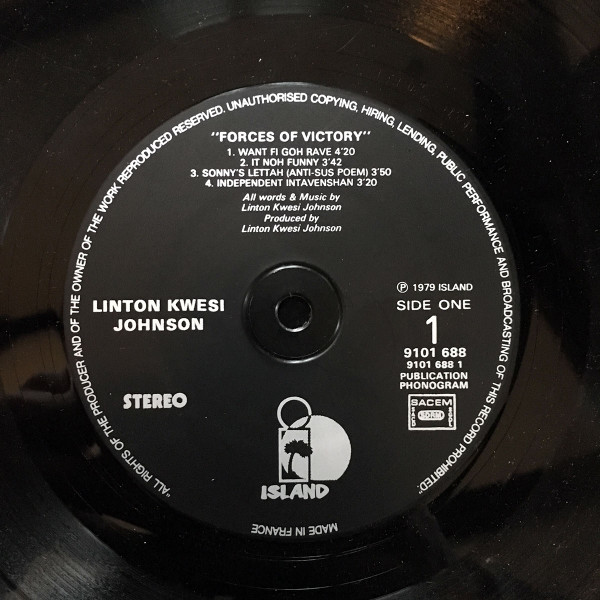 Linton Kwesi Johnson - Forces Of Victory | Island Records (9101 688) - 3 Linton Kwesi Johnson - Forces Of Victory | Island Records (9101 688) - 3