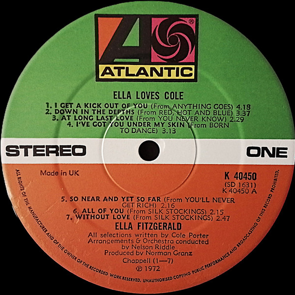 Ella Fitzgerald - Ella Loves Cole | Atlantic (K40450) - 3