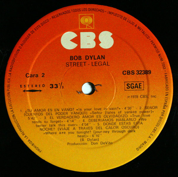 Bob Dylan - Street-Legal | CBS (CBS 32389) - 4 Bob Dylan - Street-Legal | CBS (CBS 32389) - 4