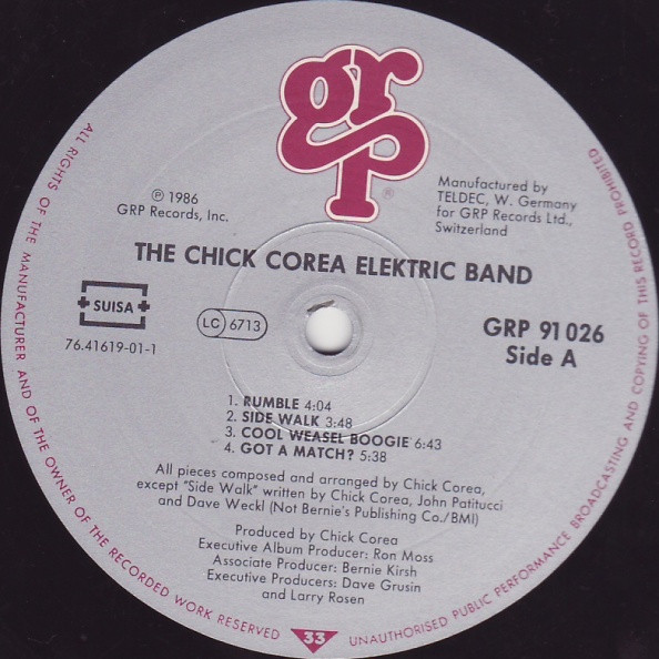 The Chick Corea Elektric Band - The Chick Corea Elektric Band | GRP (GRP 91 026) - 3