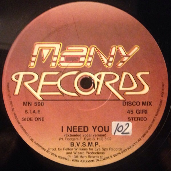 B.V.S.M.P. - I Need You | Many Records (MN 590)