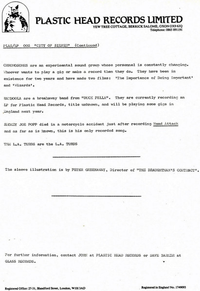 Various - City Of Silver | Plastic Head (PLAS LP 002) - 4