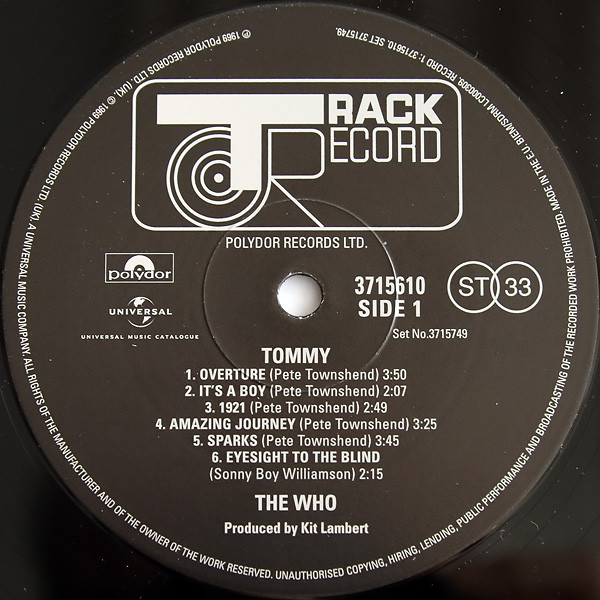 The Who - Tommy | Track Record (3715749) - 2