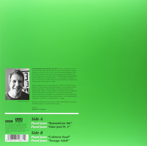 Pissed Jeans - The Best Of Sub Pop 2009-2013: "Live" At The BBC | Sub Pop (SP1087) - 2