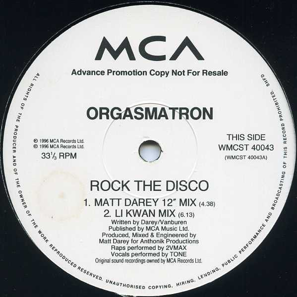 Orgasmatron - Rock The Discotheque | MCA Records (WMCST 40043) - 2