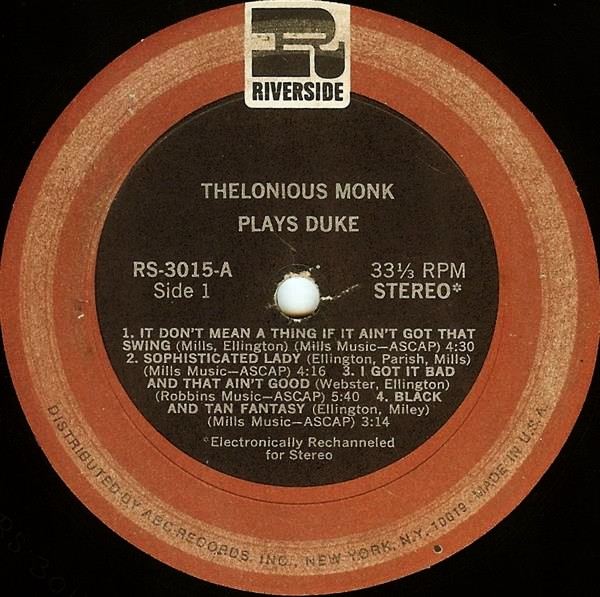 Thelonious Monk - Thelonious Monk Plays Duke | Riverside Records (RS-3015) - 4 Thelonious Monk - Thelonious Monk Plays Duke | Riverside Records (RS-3015) - 4
