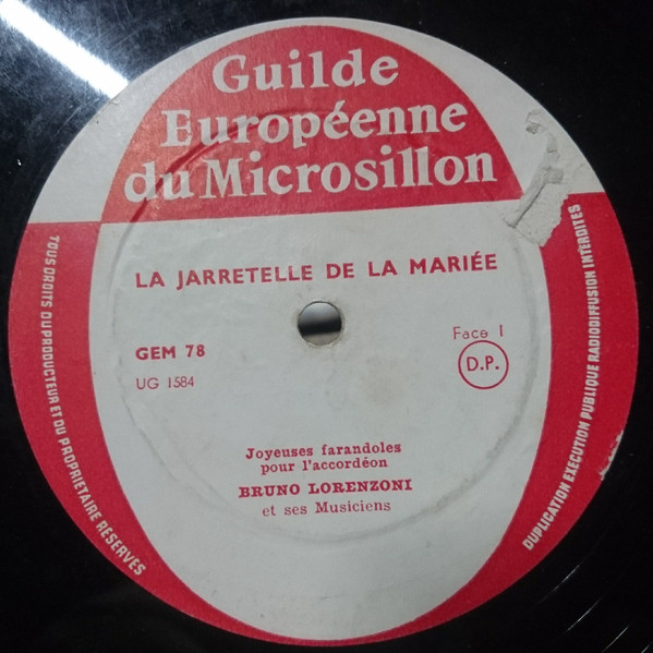 Bruno Lorenzoni Et Son Orchestre - La Jarretelle De La Mariée | Guilde Européenne Du Microsillon (GEM 78) - 2