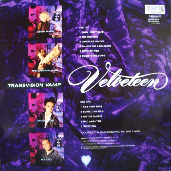 Transvision Vamp - Velveteen | MCA Records (256 618-1) - 2 Transvision Vamp - Velveteen | MCA Records (256 618-1) - 2