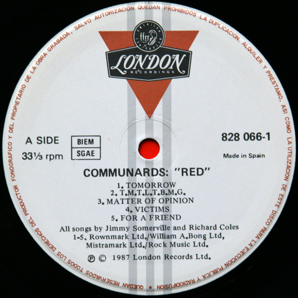The Communards - Red | London Records (828 066-1) - 3 The Communards - Red | London Records (828 066-1) - 3
