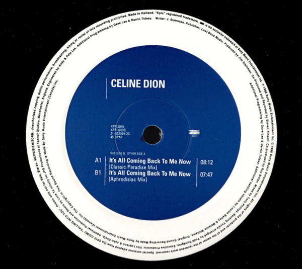 Céline Dion - It's All Coming Back To Me Now | Epic (XPR 3069) - 3 Céline Dion - It's All Coming Back To Me Now | Epic (XPR 3069) - 3