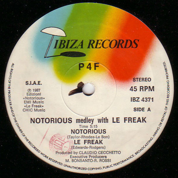 P4F - Notorious Medley With Le Freak | Ibiza Records (IBZ 4371) - 3