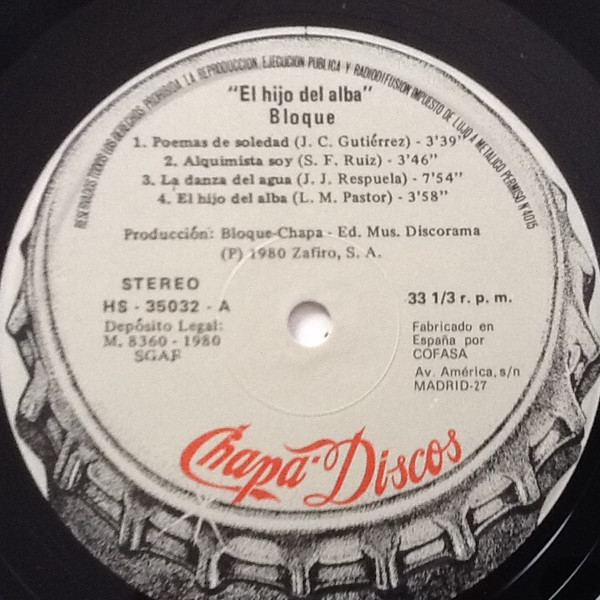 Bloque - El Hijo Del Alba | Chapa Discos (HS-35032) - 3