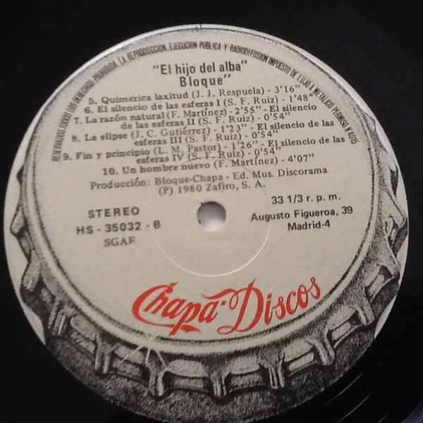 Bloque - El Hijo Del Alba | Chapa Discos (HS-35032) - 4