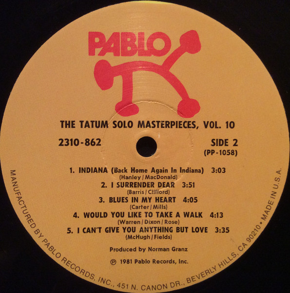 Art Tatum - The Tatum Solo Masterpieces, Vol. 10 | Pablo Records (2310 862) - 4