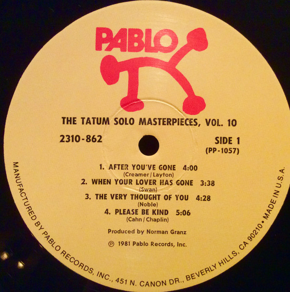 Art Tatum - The Tatum Solo Masterpieces, Vol. 10 | Pablo Records (2310 862) - 3