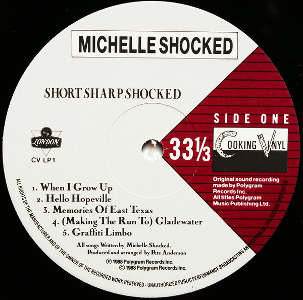 Michelle Shocked - Short Sharp Shocked | London Records (CVLP 1) - 3