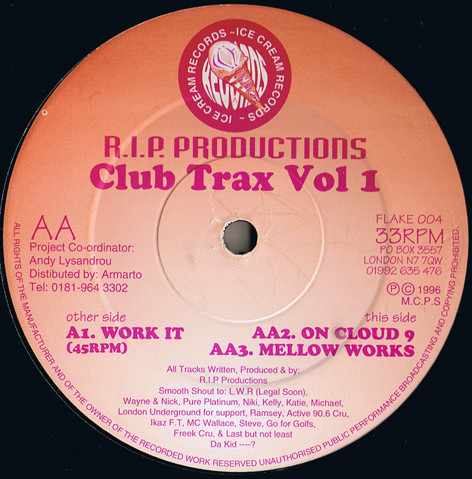 R.I.P. Productions - Club Trax Vol 1 | Ice Cream Records (FLAKE 004)