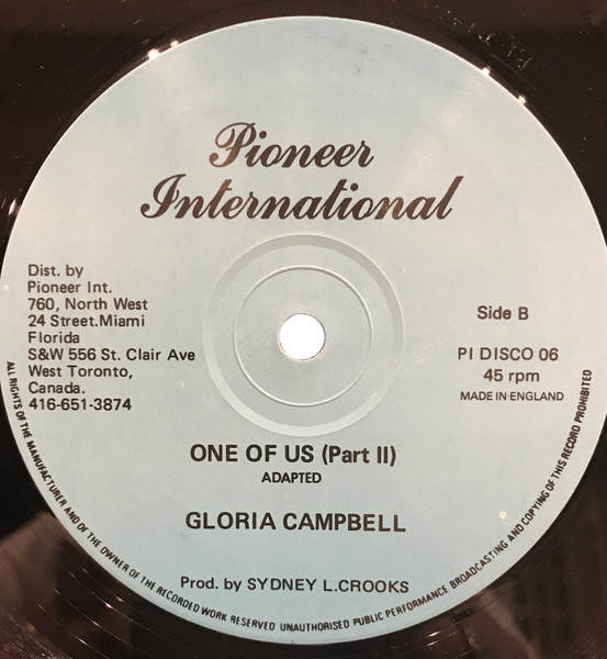 Gloria Campbell - One Of Us | Pioneer International (PI Disco 06) - 2