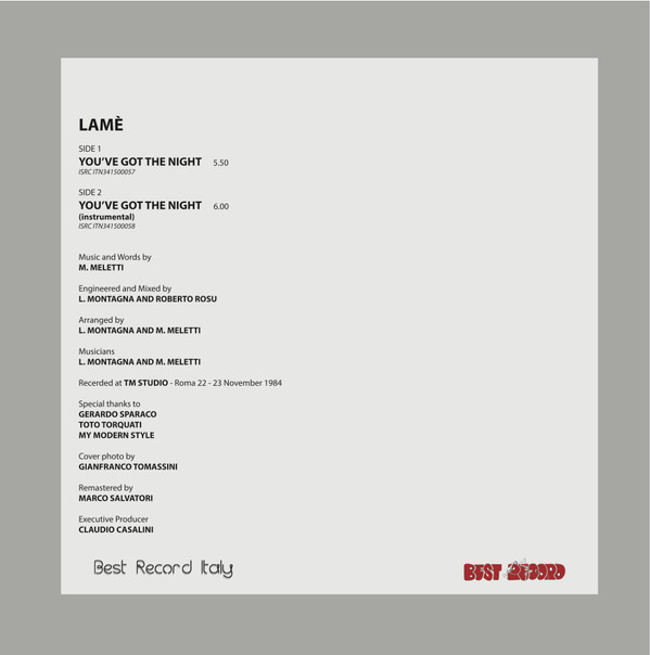 Lame' - You've Got The Night | Best Record Italy (BST-X008) - 2