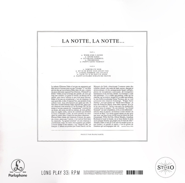 Etienne Daho - La Notte, La Notte | Parlophone (082564633794 1) - 3