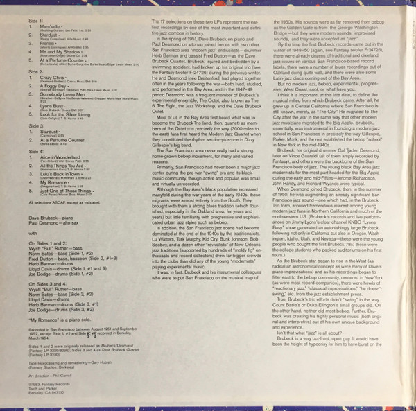 The Dave Brubeck Quartet Featuring Paul Desmond - Stardust | Fantasy (F-24728) - 2 The Dave Brubeck Quartet Featuring Paul Desmond - Stardust | Fantasy (F-24728) - 2