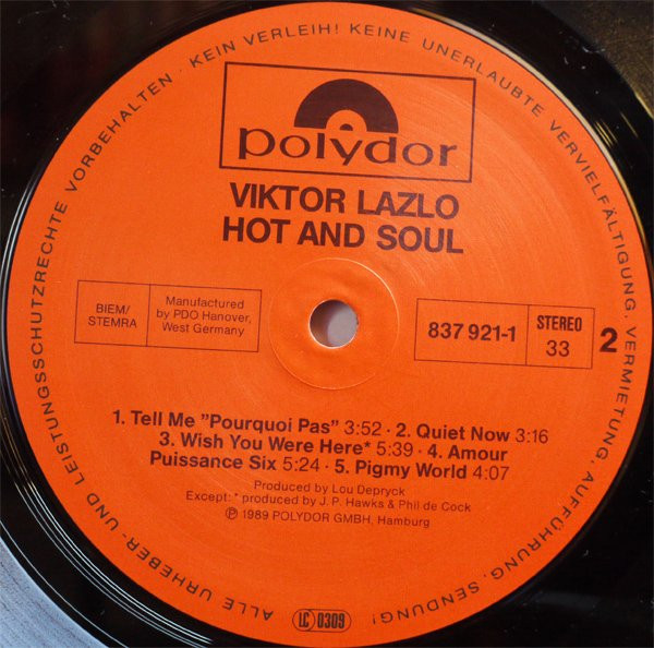 Viktor Lazlo - Hot And Soul | Polydor (837 921-1) - 4