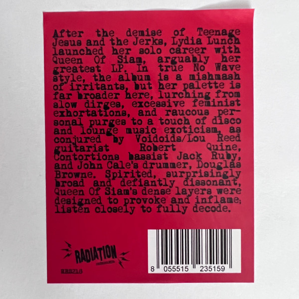 Lydia Lunch - Queen Of Siam | Radiation Reissues (RRS218) - 3 Lydia Lunch - Queen Of Siam | Radiation Reissues (RRS218) - 3